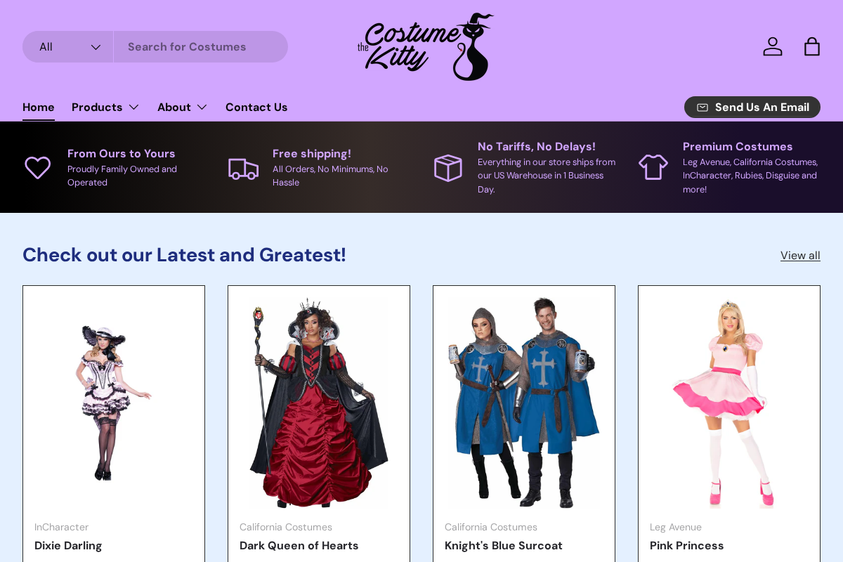 The Costume Kitty homepage screenshot