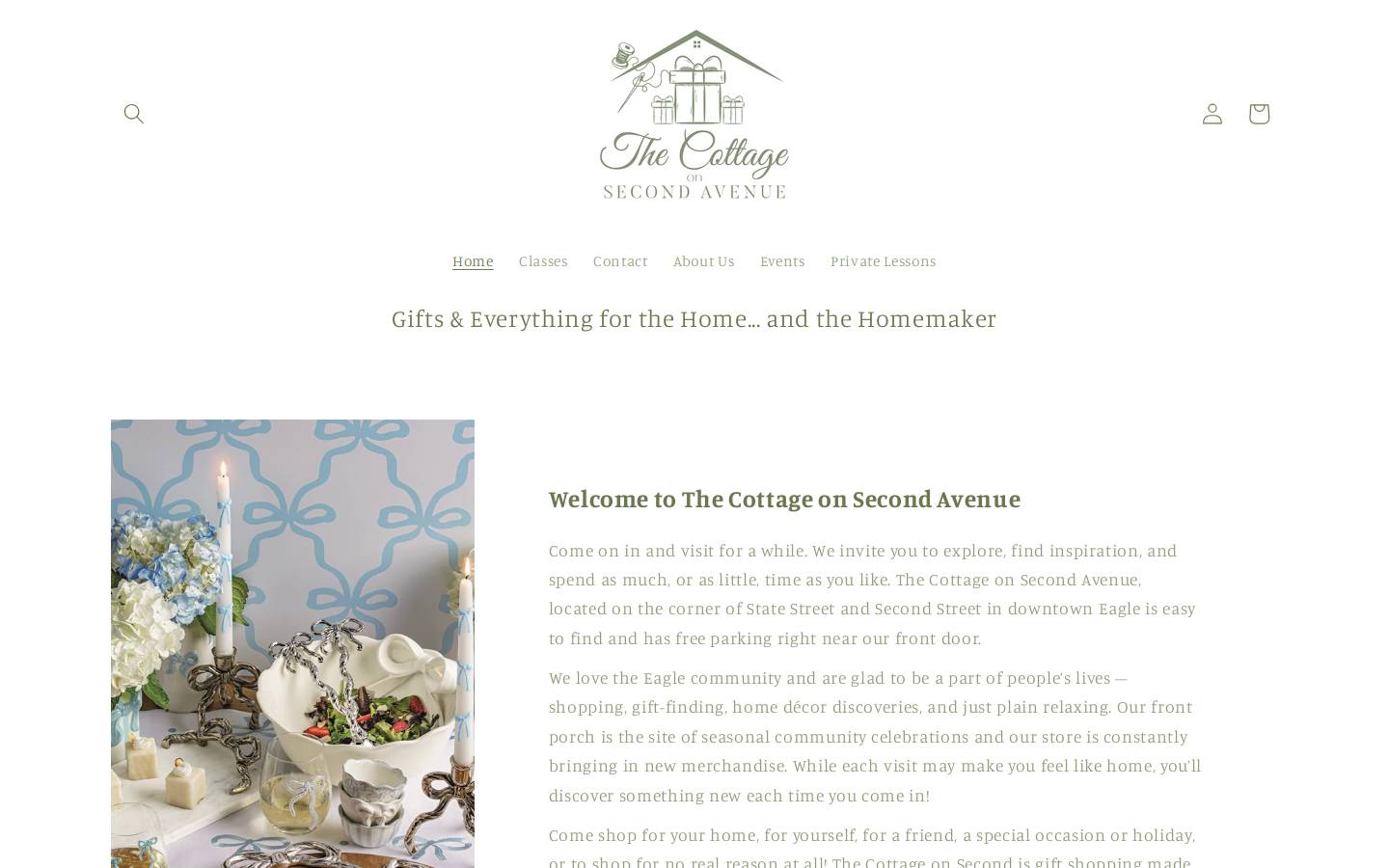 thecottageonsecond.com homepage screenshot