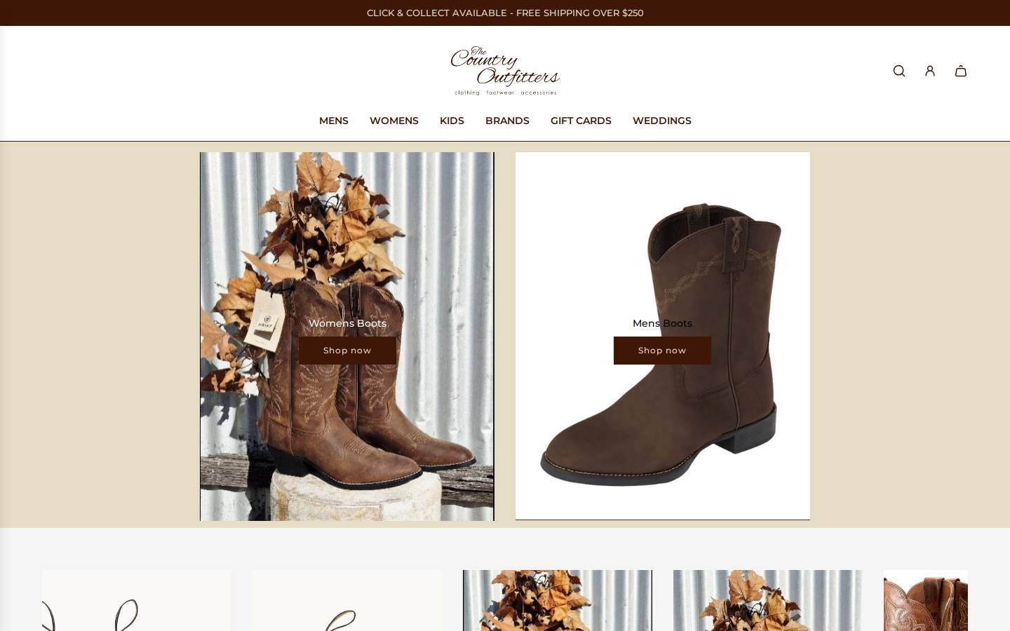thecountryoutfitters.com.au homepage screenshot