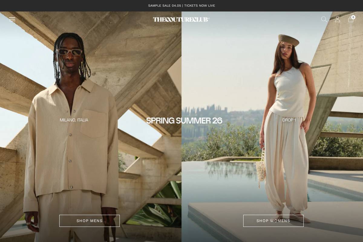The Couture Club homepage screenshot