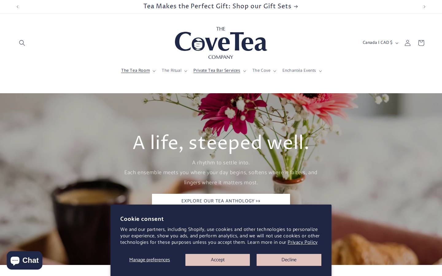 thecoveteacompany.ca homepage screenshot
