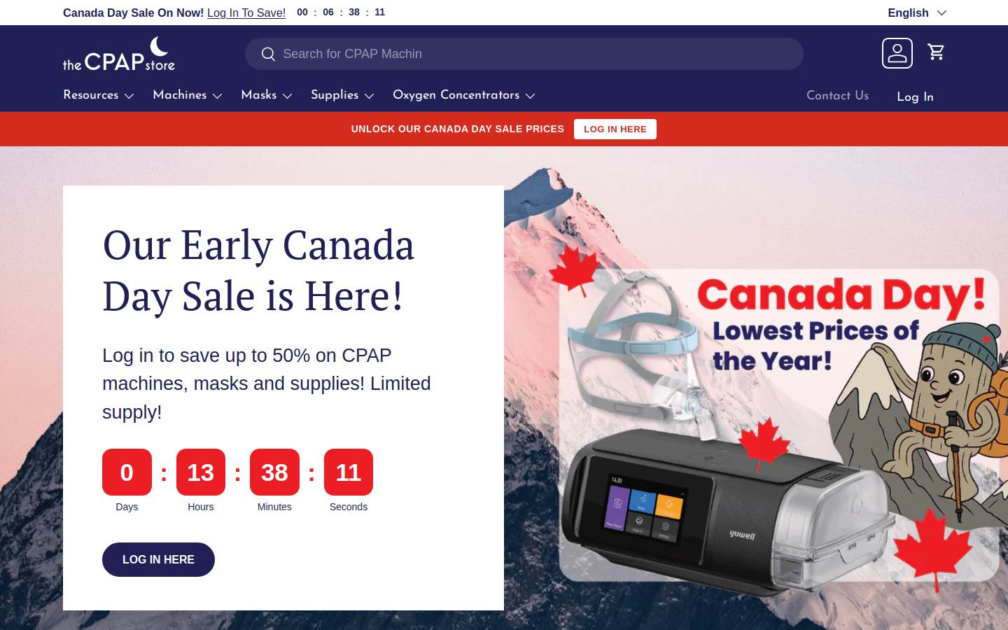 The CPAP Store homepage screenshot