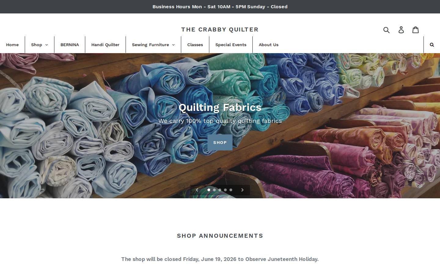 thecrabbyquilter.com homepage screenshot