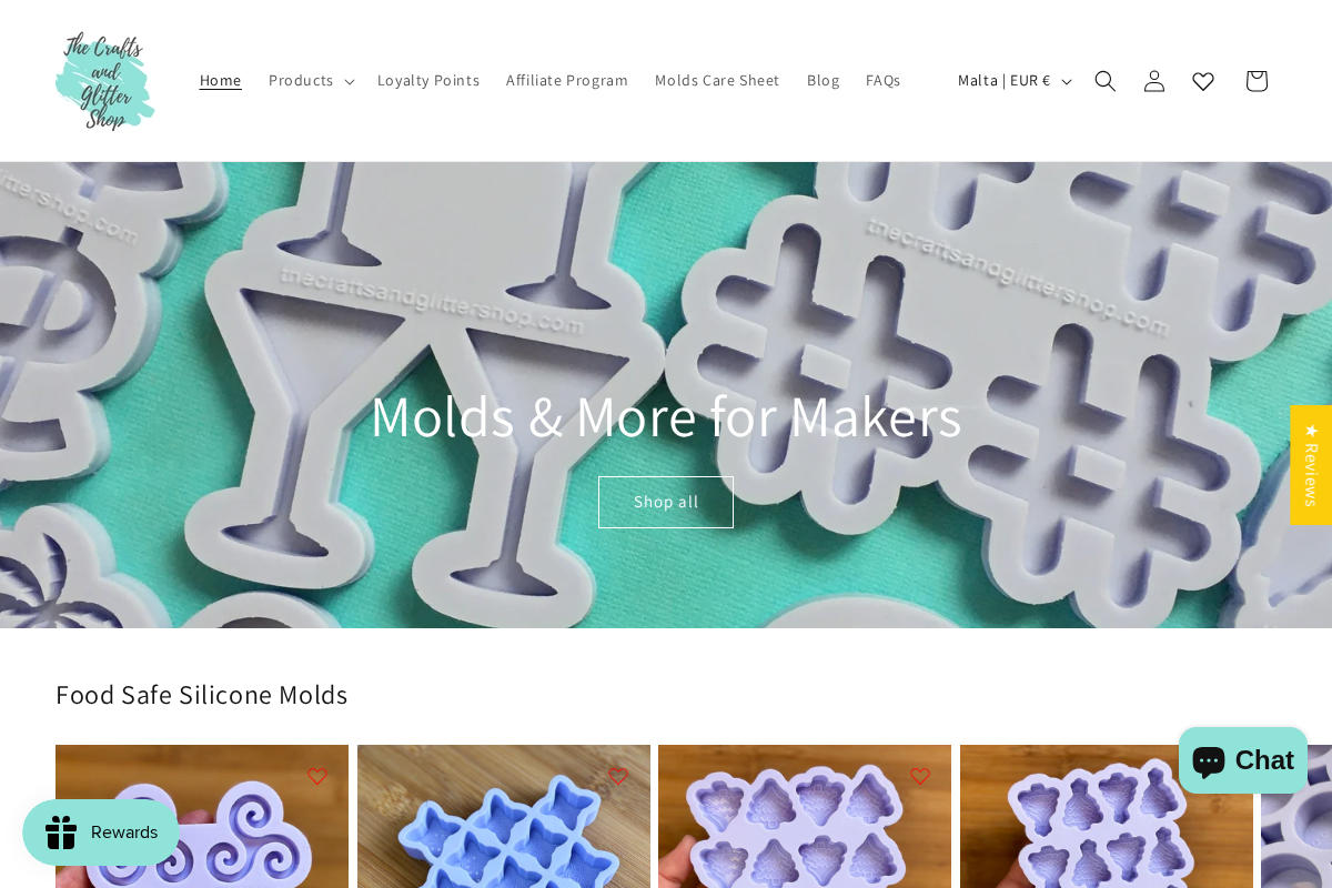 thecraftsandglittershop.com homepage screenshot