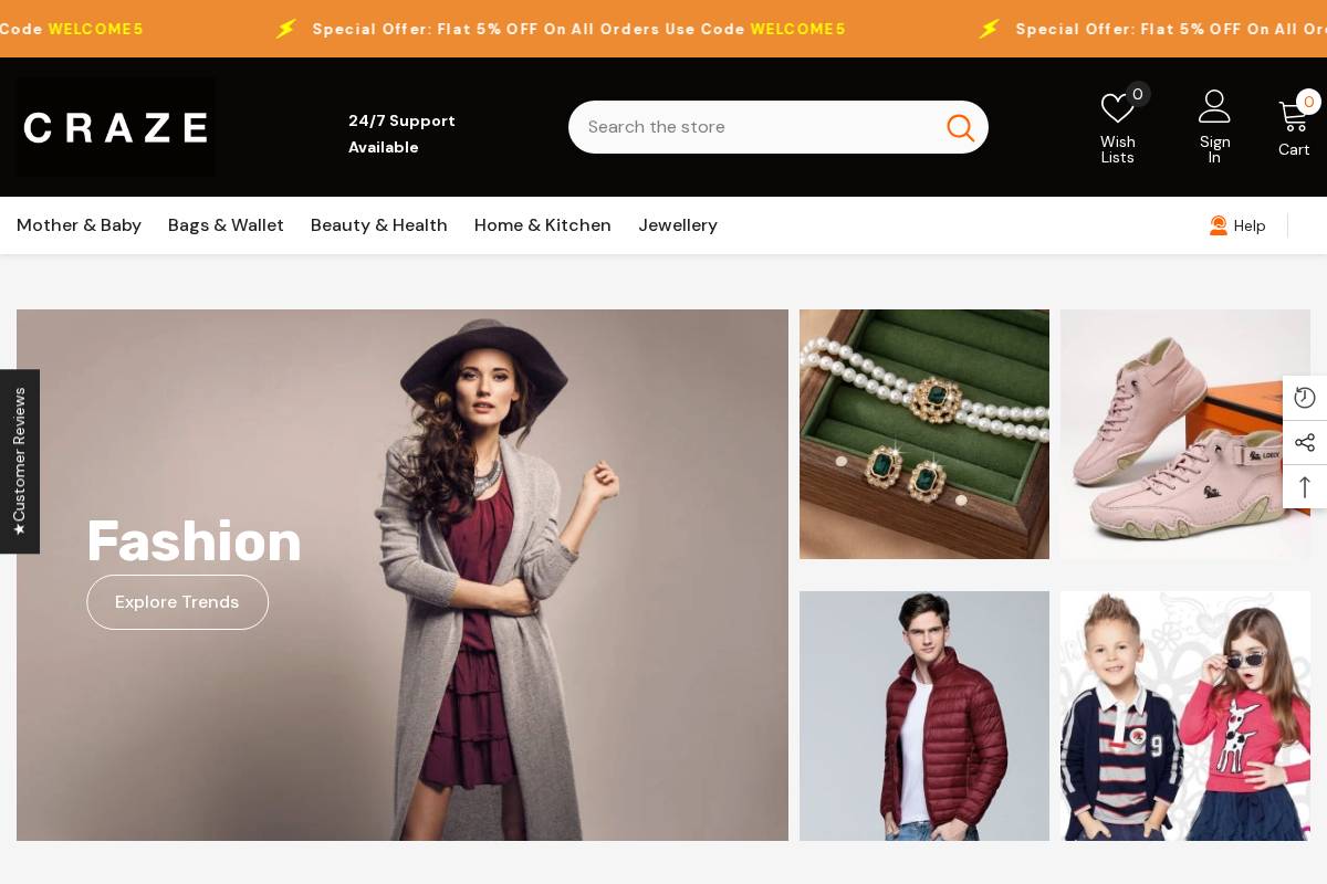 Thecraze homepage screenshot