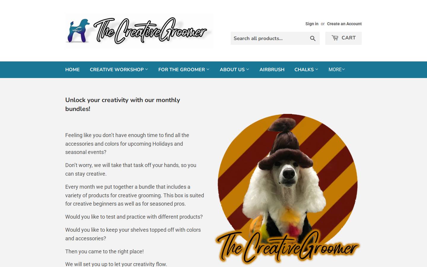thecreativegroomer.com homepage screenshot