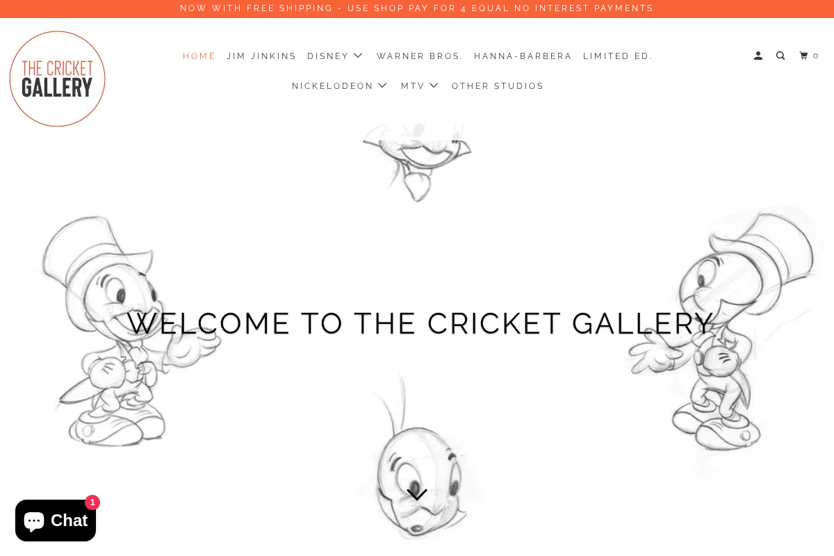 The Cricket Gallery homepage screenshot