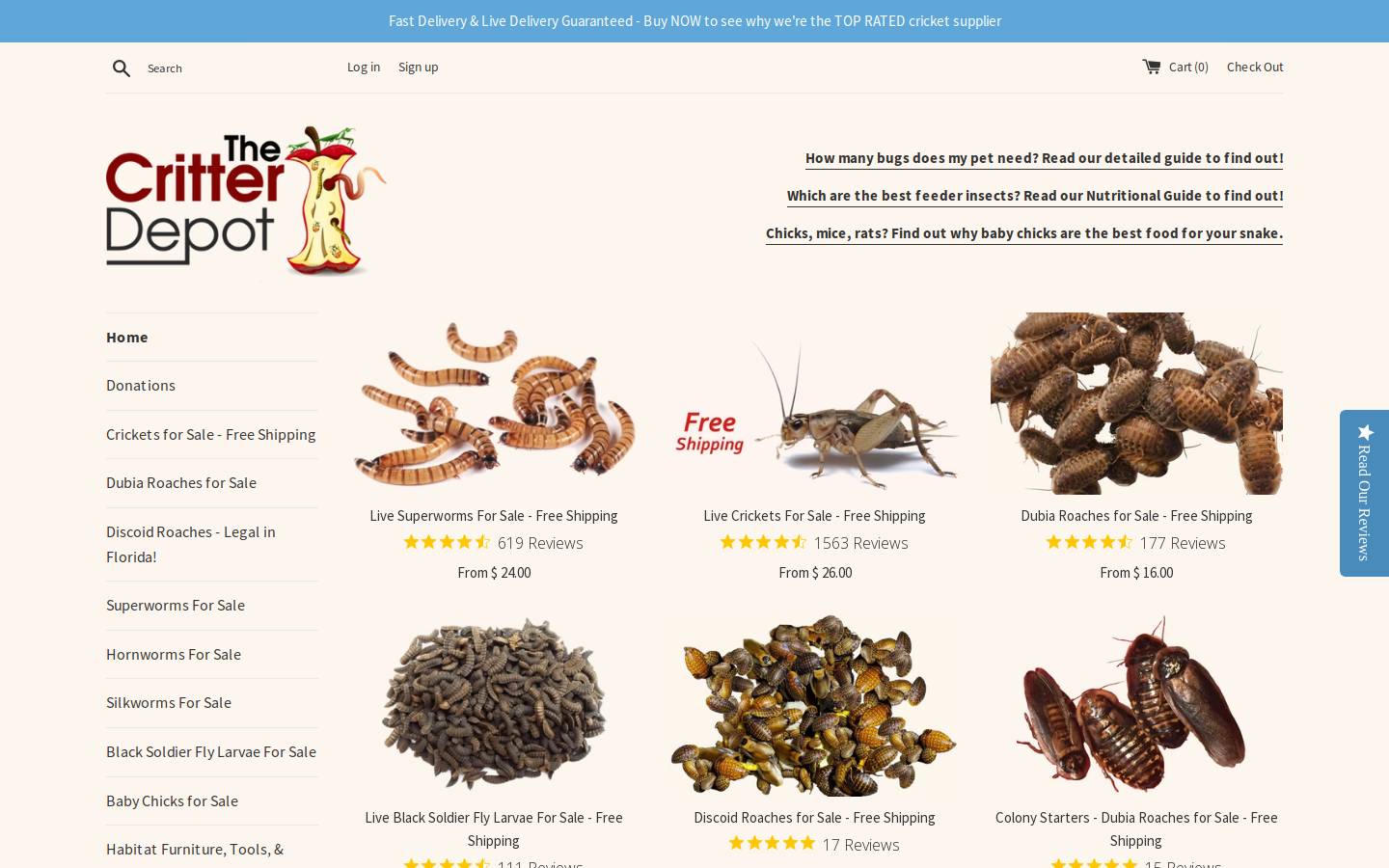 thecritterdepot.com homepage screenshot