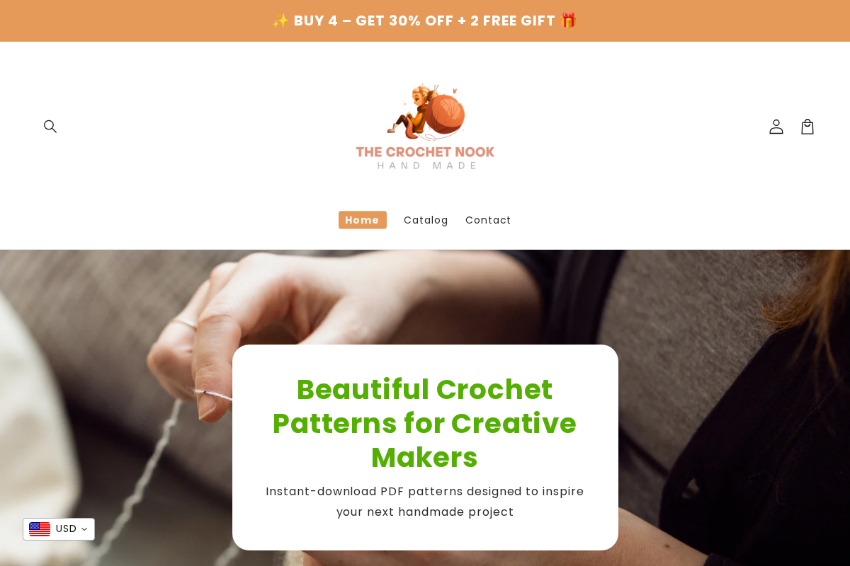 TheCrochetNook homepage screenshot