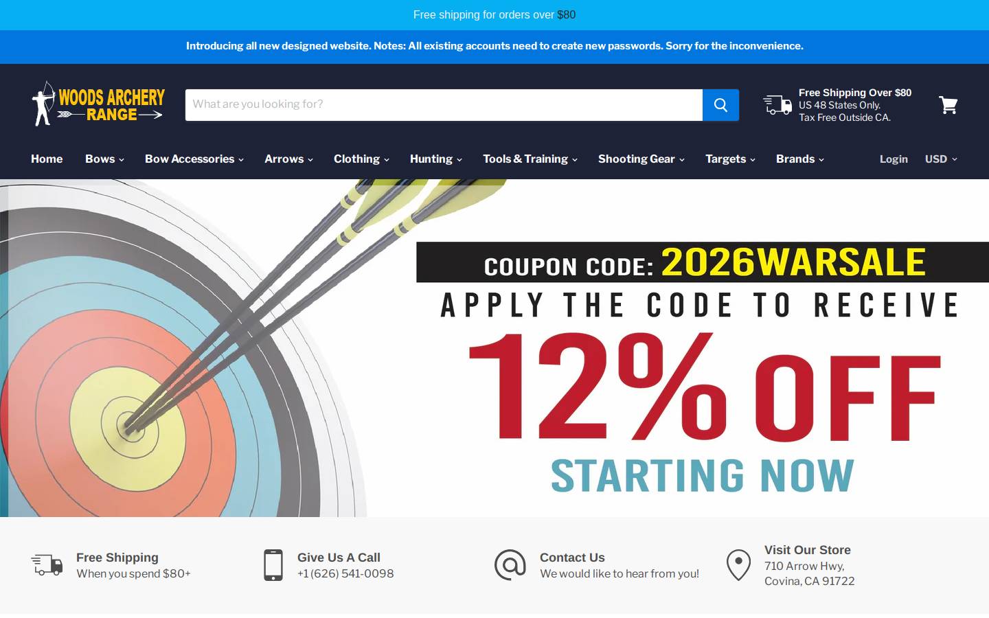 Thecrossbowstore homepage screenshot