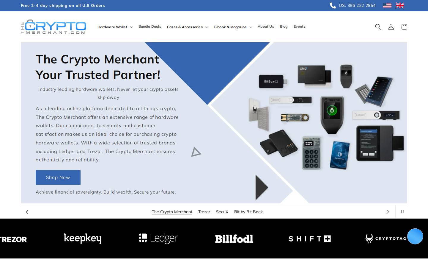 The Crypto Merchant homepage screenshot