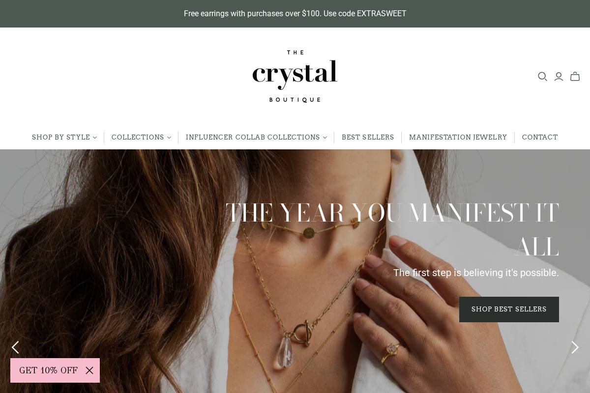 The Crystal Boutique homepage screenshot