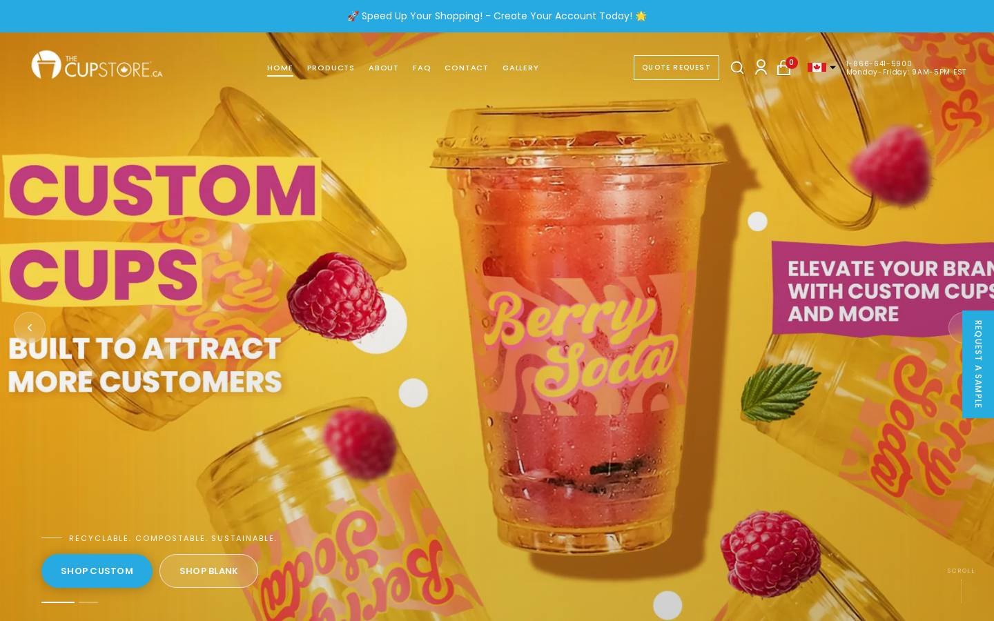 The Cup Store homepage screenshot