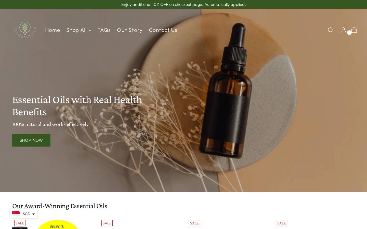 thecuraherbs.com homepage screenshot
