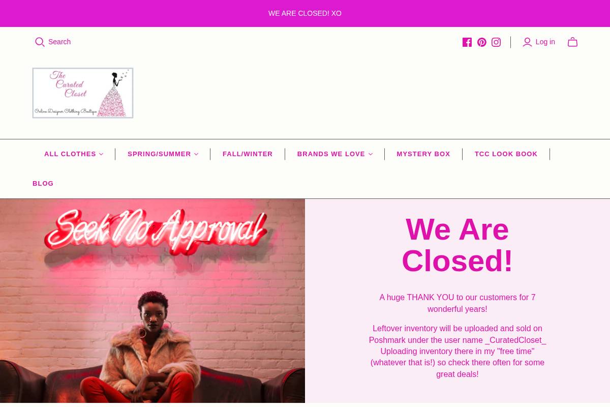 thecuratedcloset.net homepage screenshot