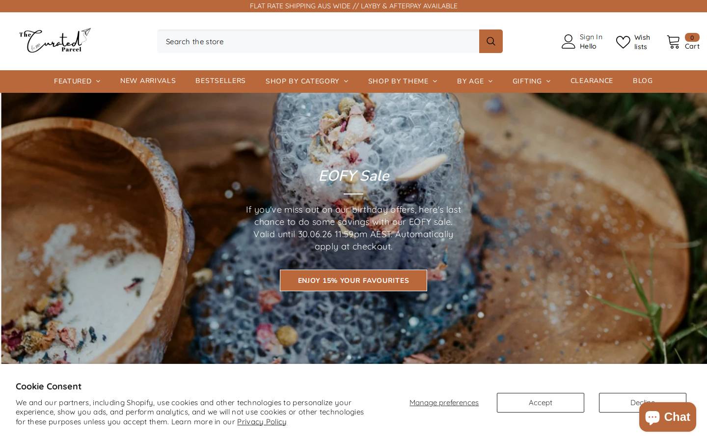 thecuratedparcel.com homepage screenshot