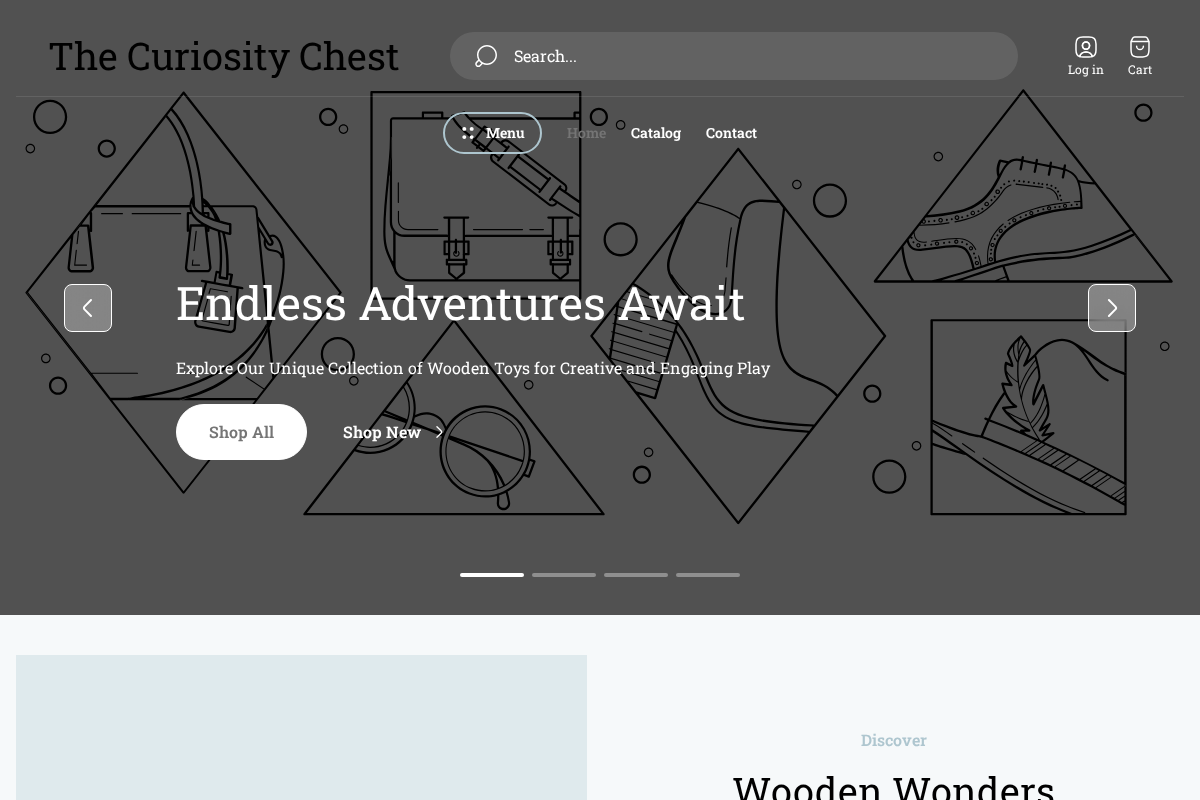 The Curiosity Chest homepage screenshot