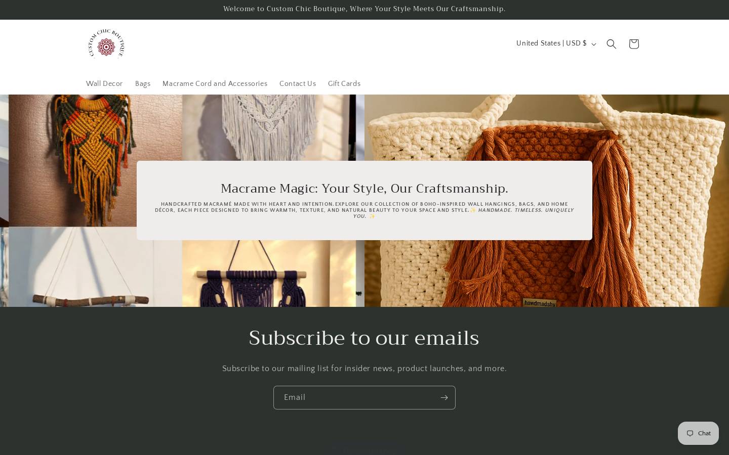 thecustomchicboutique.com homepage screenshot