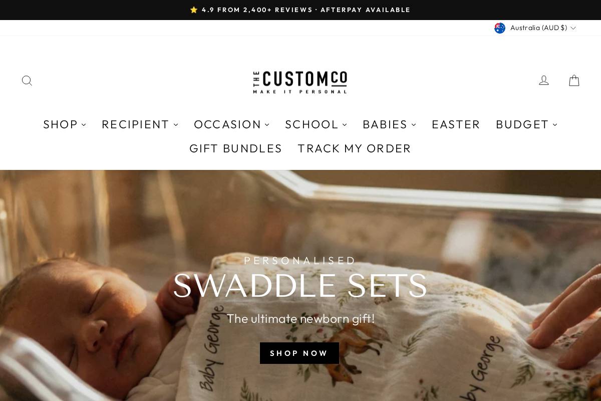 thecustomco.com.au homepage screenshot