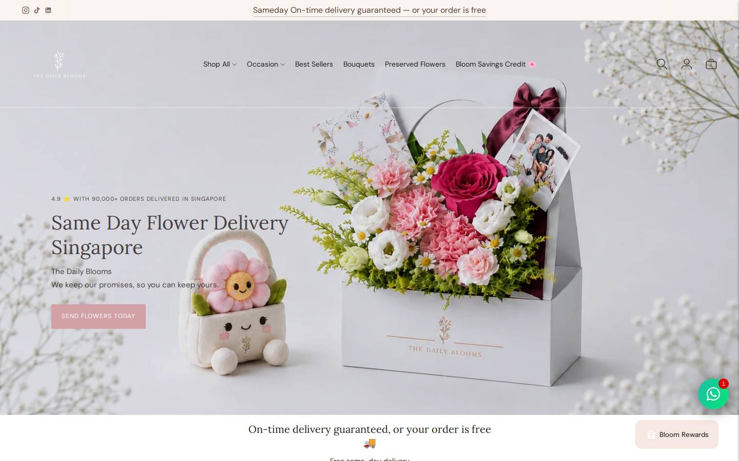 thedailyblooms.com homepage screenshot
