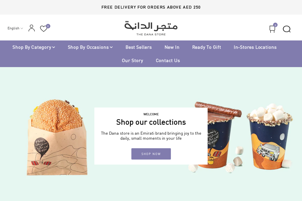 The Dana Store homepage screenshot