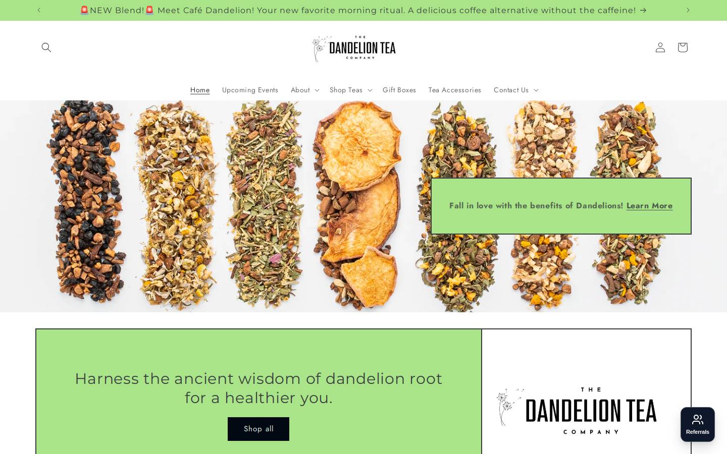 thedandelionteacompany.com homepage screenshot