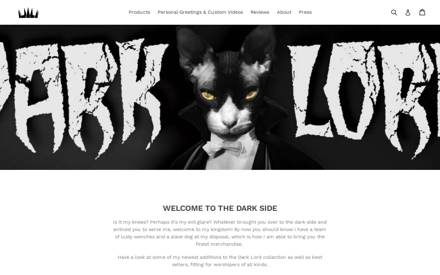 thedarklord.shop homepage screenshot