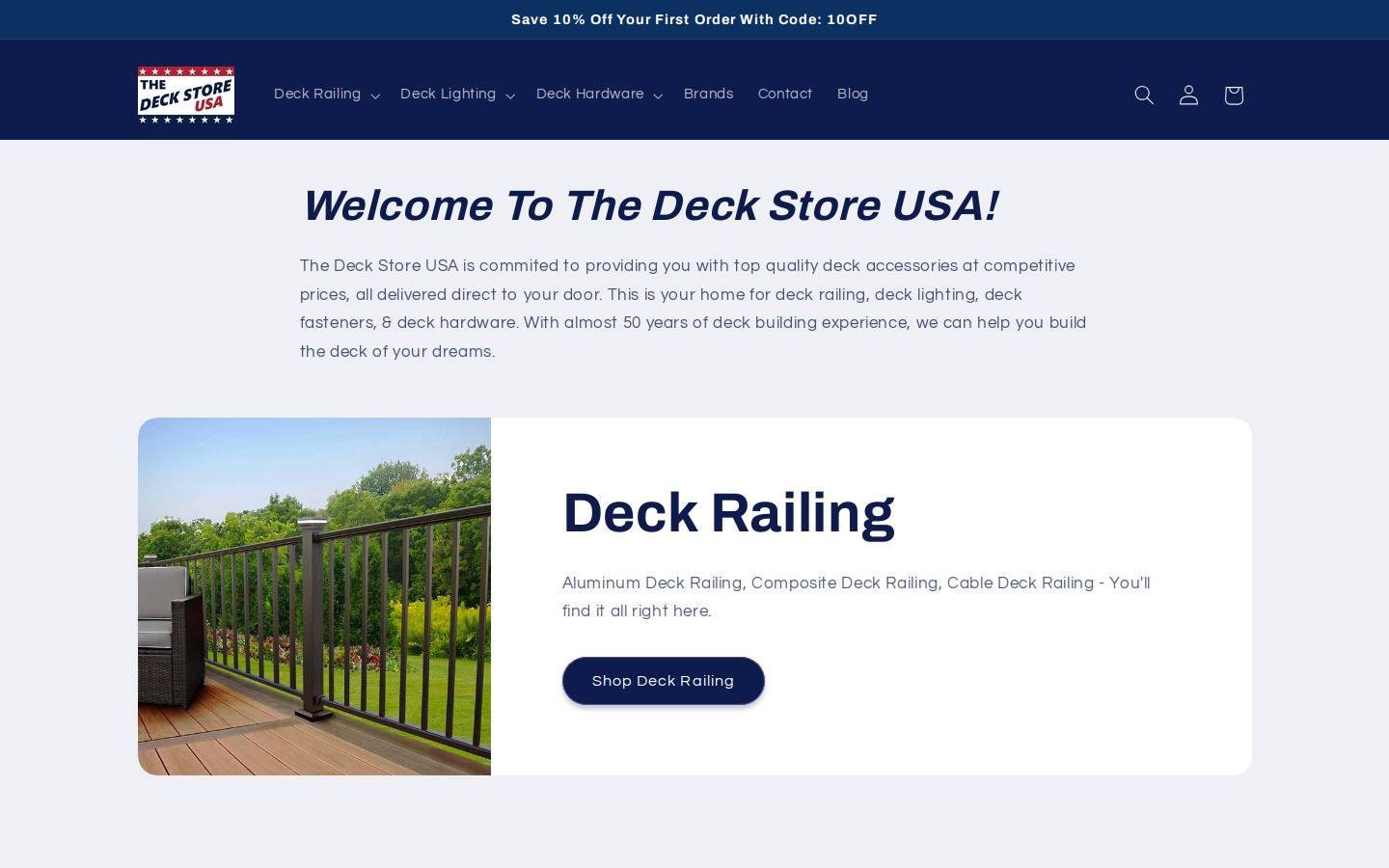 The Deck Store USA homepage screenshot