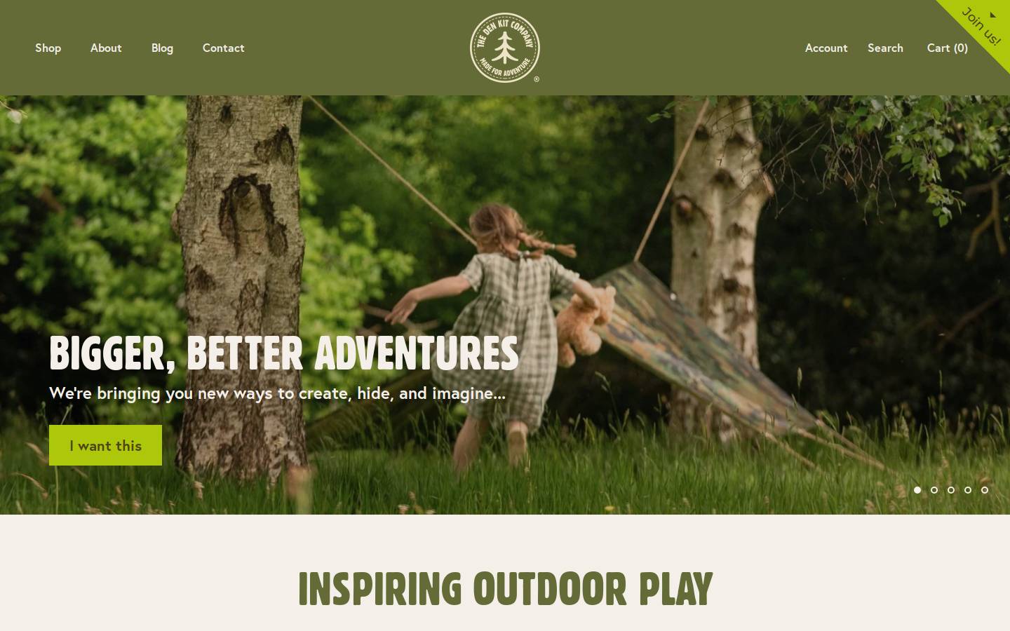 The Den Kit Co homepage screenshot