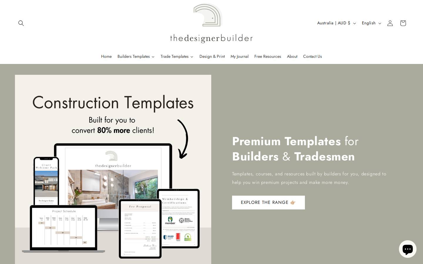 thedesignerbuilder.com homepage screenshot