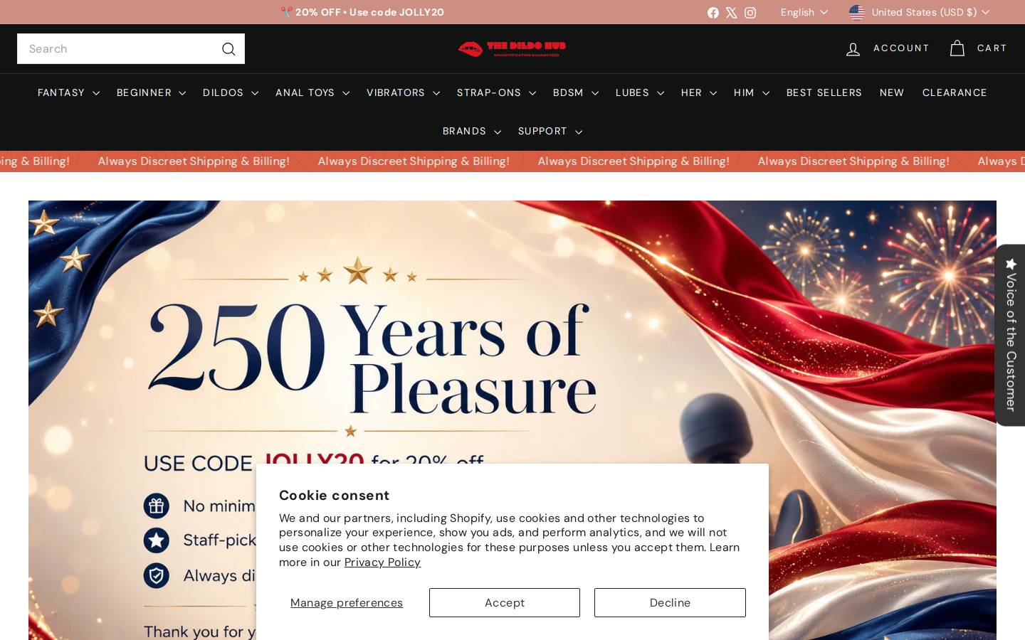 TheDildoHub.com | All-American Online Sex Toys Retailer homepage screenshot