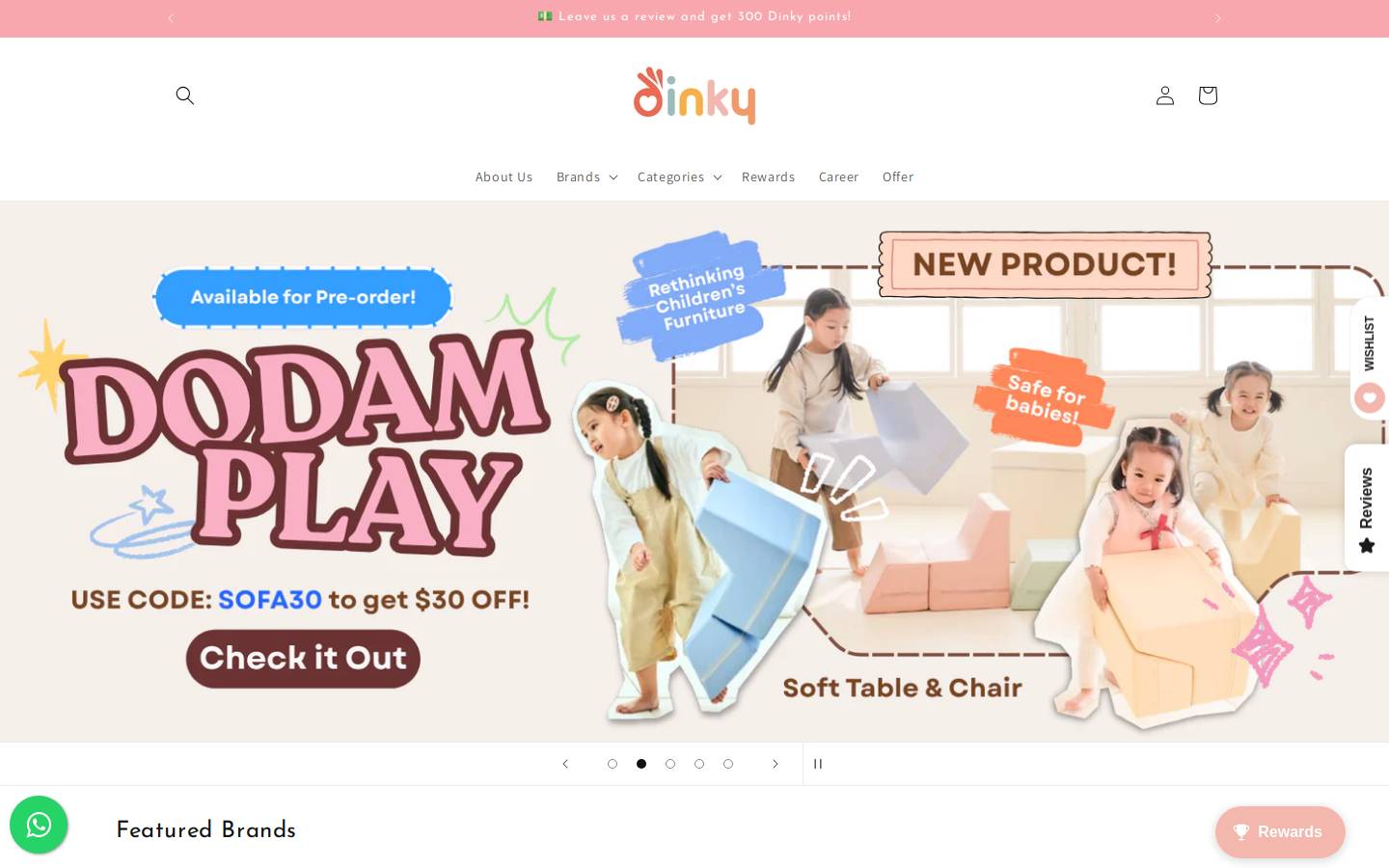 thedinkyshop.com homepage screenshot