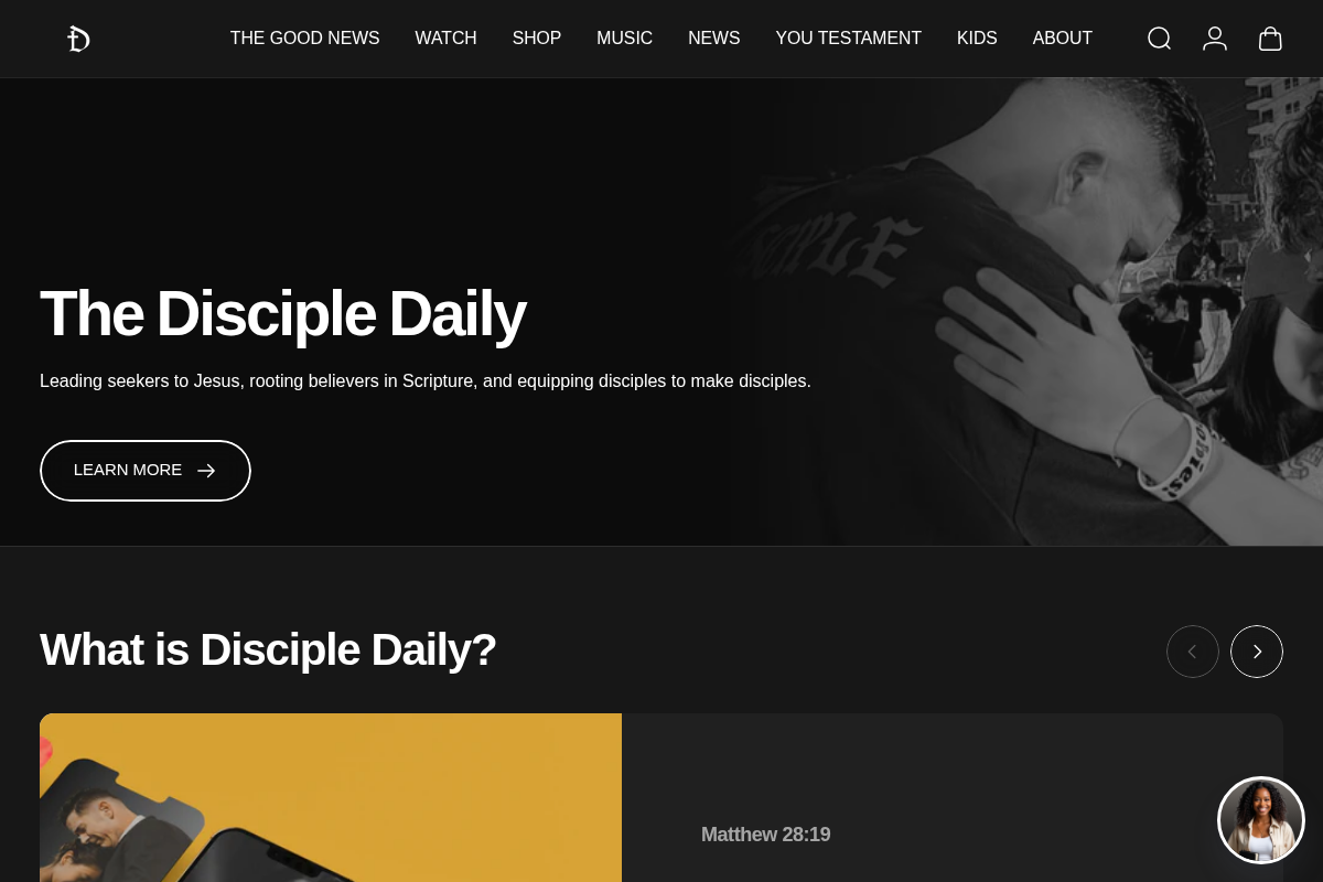 The Disciple Daily homepage screenshot