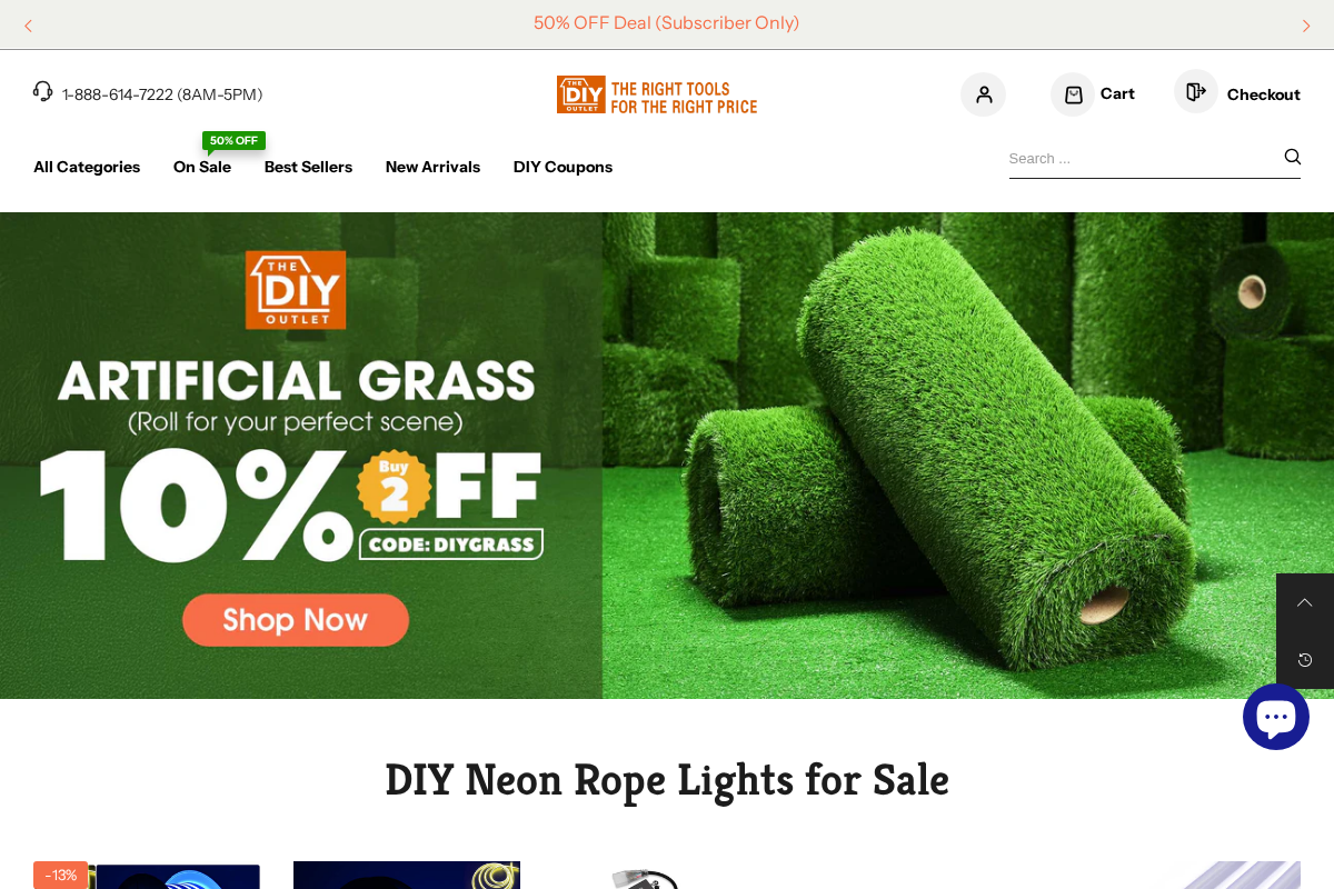 The DIY Outlet homepage screenshot