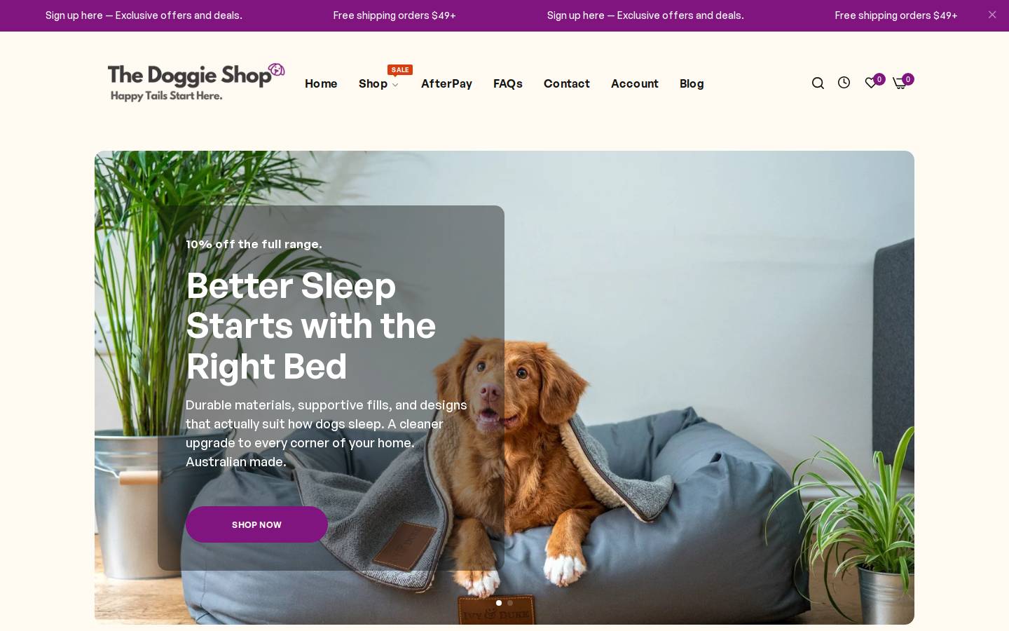 The Doggie Shop homepage screenshot