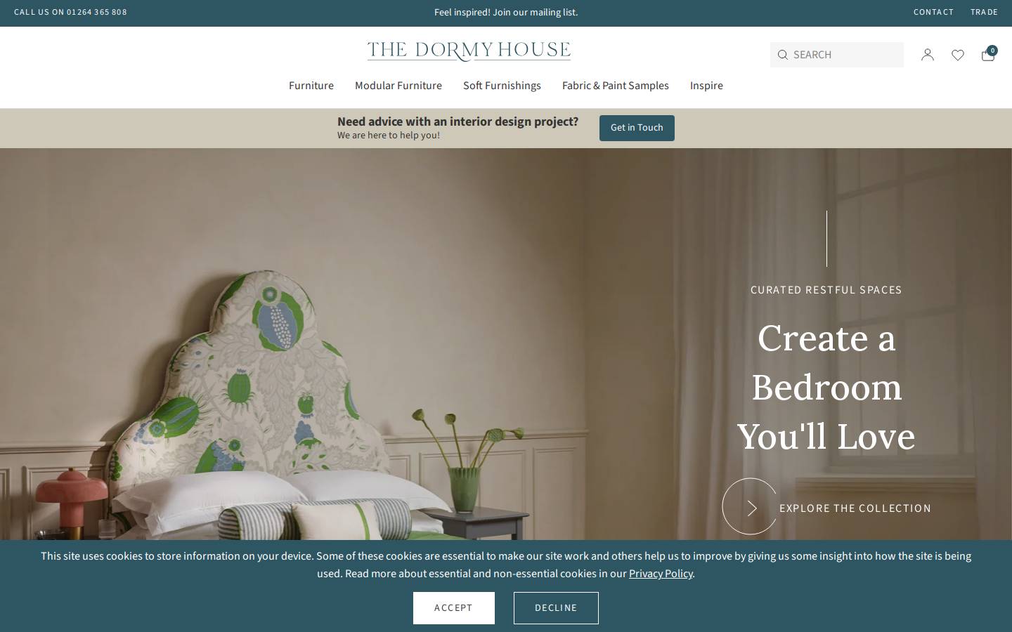 The Dormy House Furniture & Soft Furnishings homepage screenshot