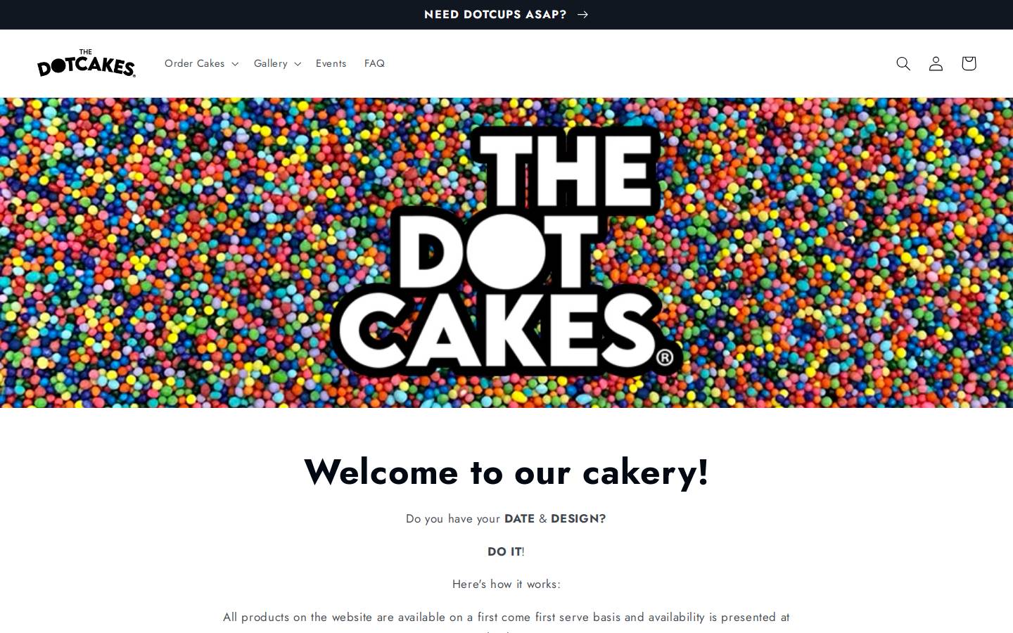 thedotcakes.com homepage screenshot