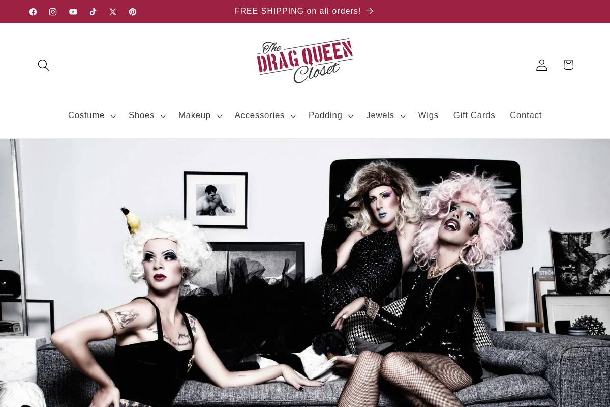 The Drag Queen Closet homepage screenshot