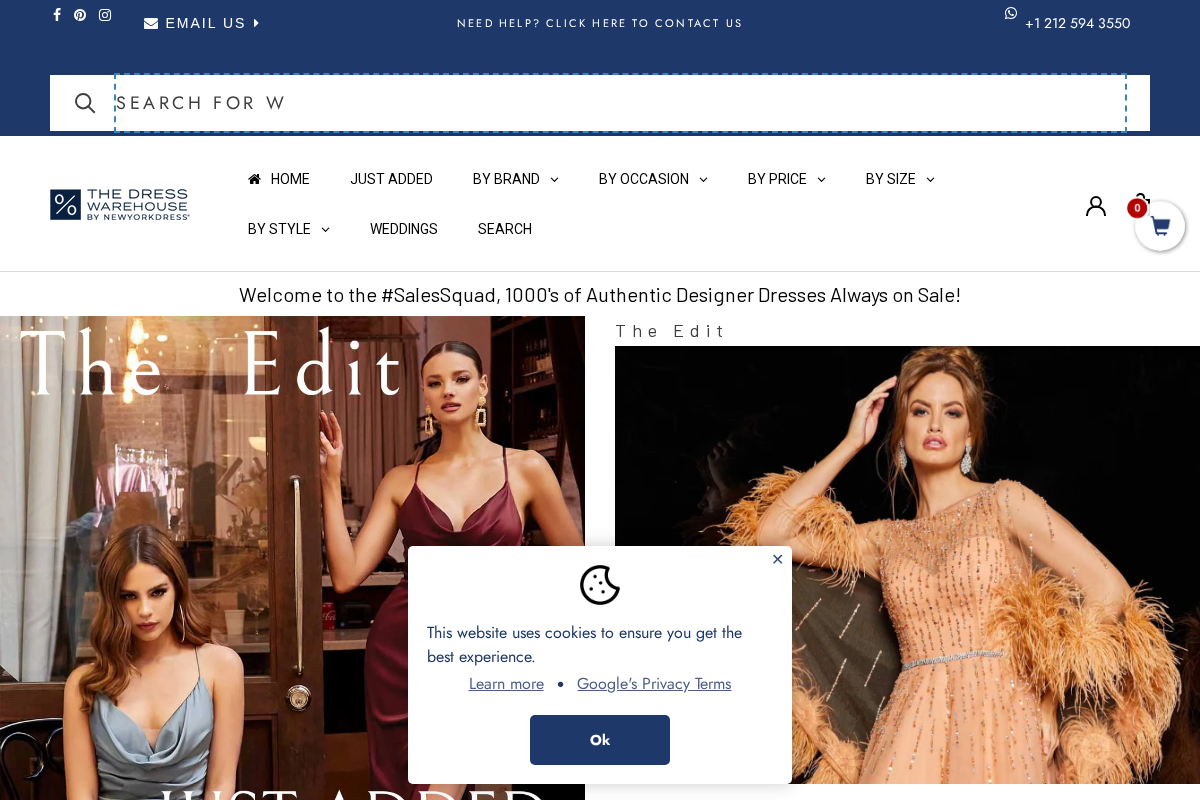 TheDressWarehouse homepage screenshot