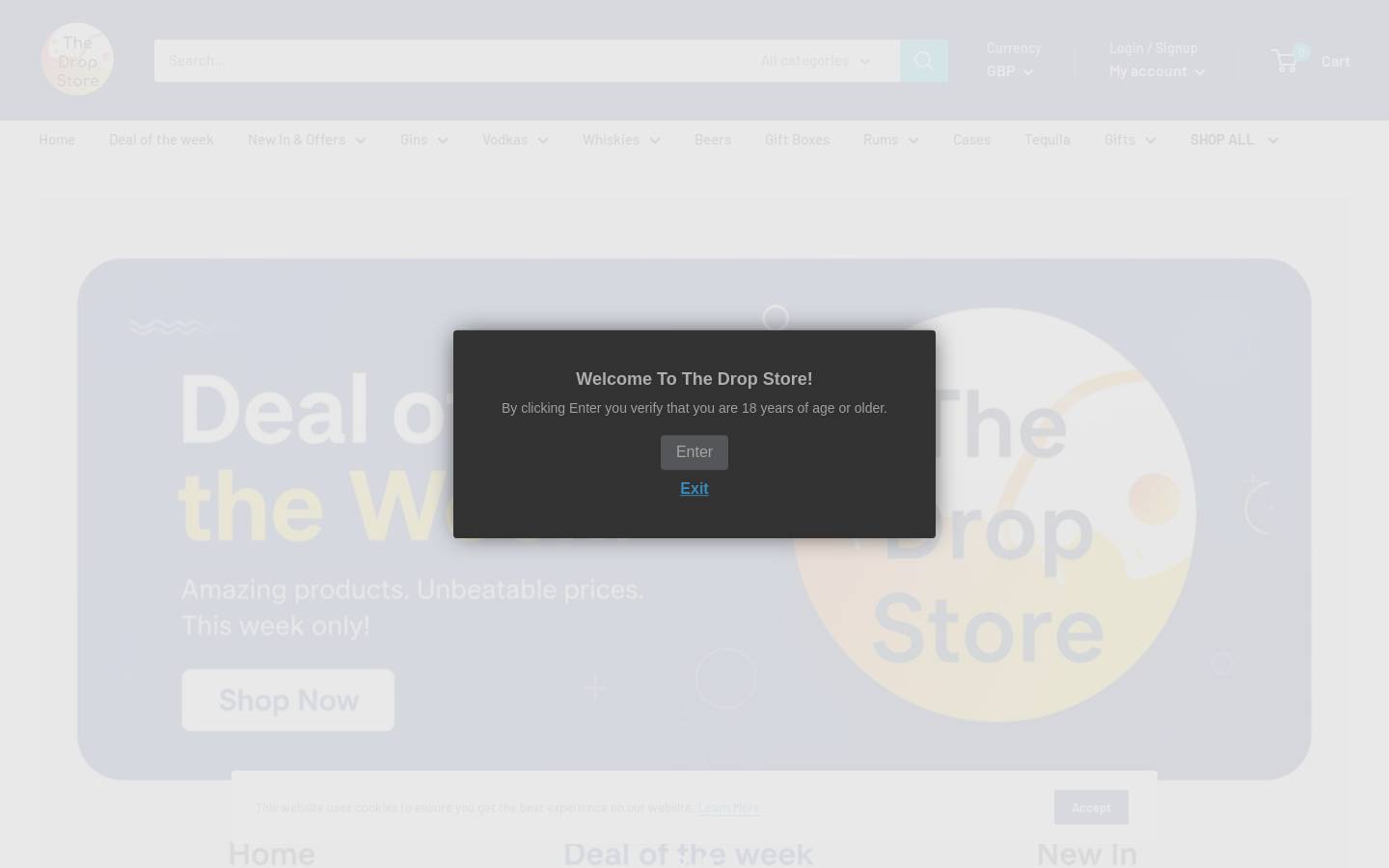 Thedropstore homepage screenshot
