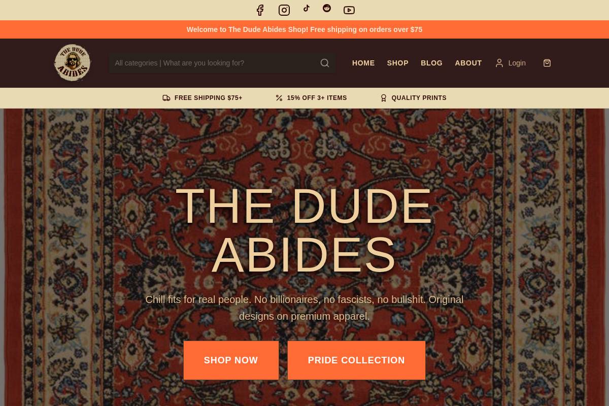 thedudeabides.shop homepage screenshot