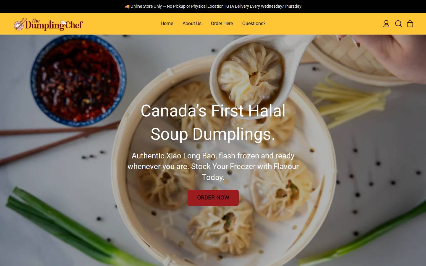 thedumplingchef.com homepage screenshot