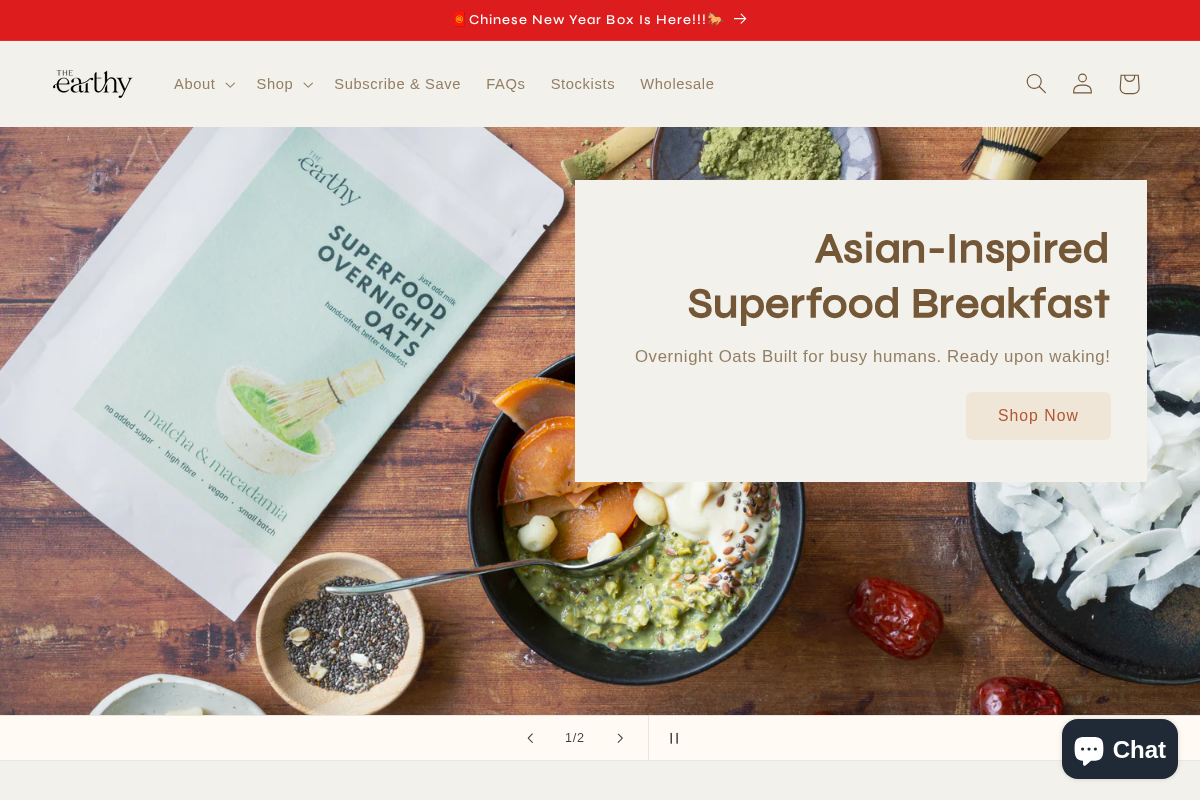 theearthyfoods.com homepage screenshot