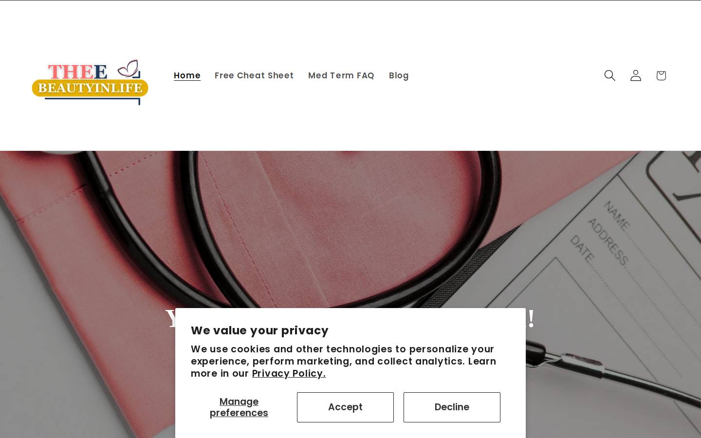 theebeautyinlife.com homepage screenshot