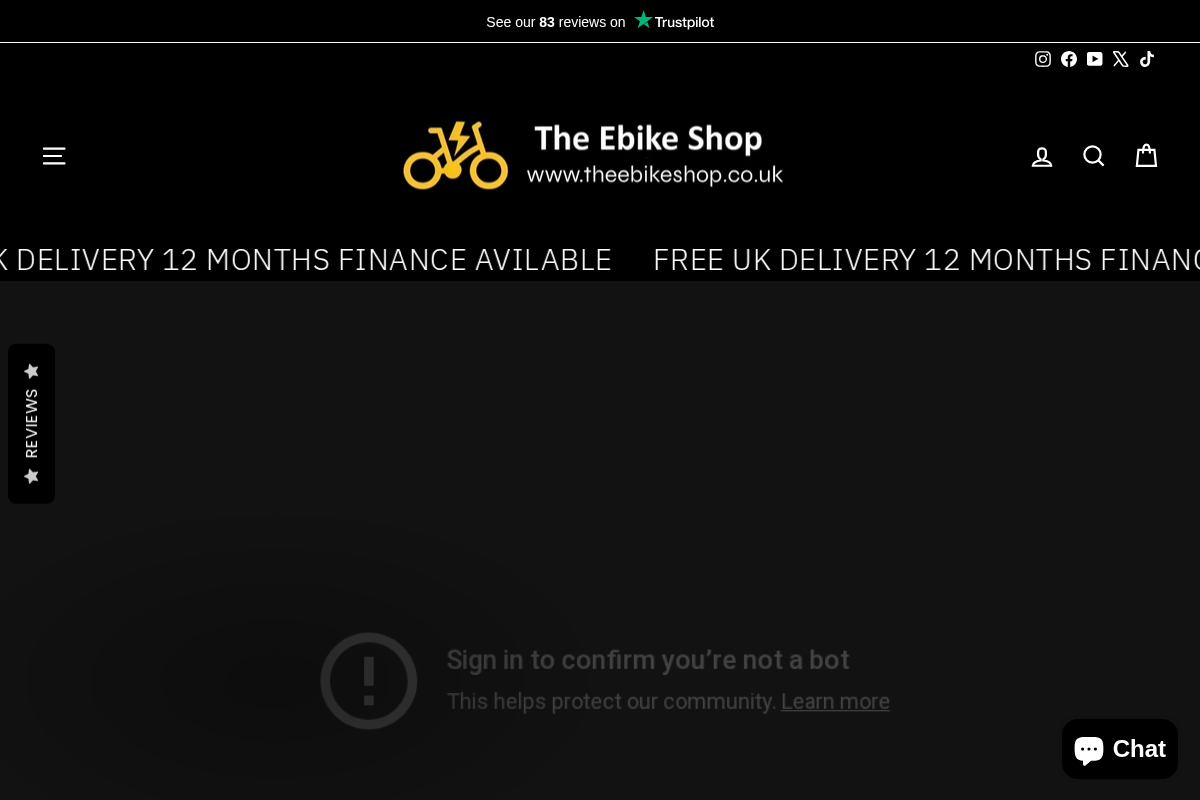 The Ebike Shop homepage screenshot