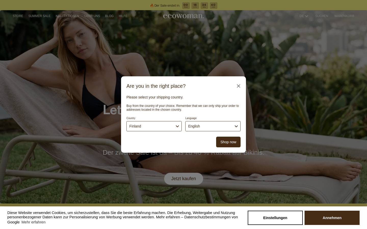 Ecowoman homepage screenshot