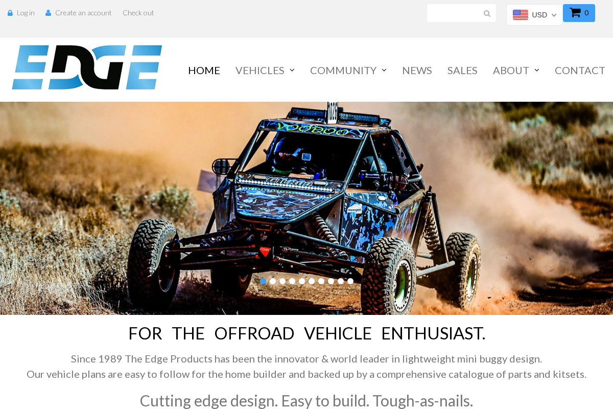 The Edge Products homepage screenshot
