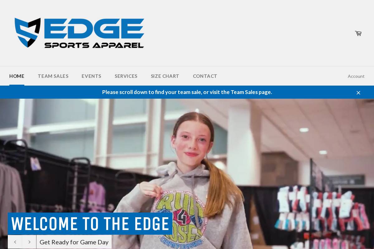 theedgesportsapparel.com homepage screenshot