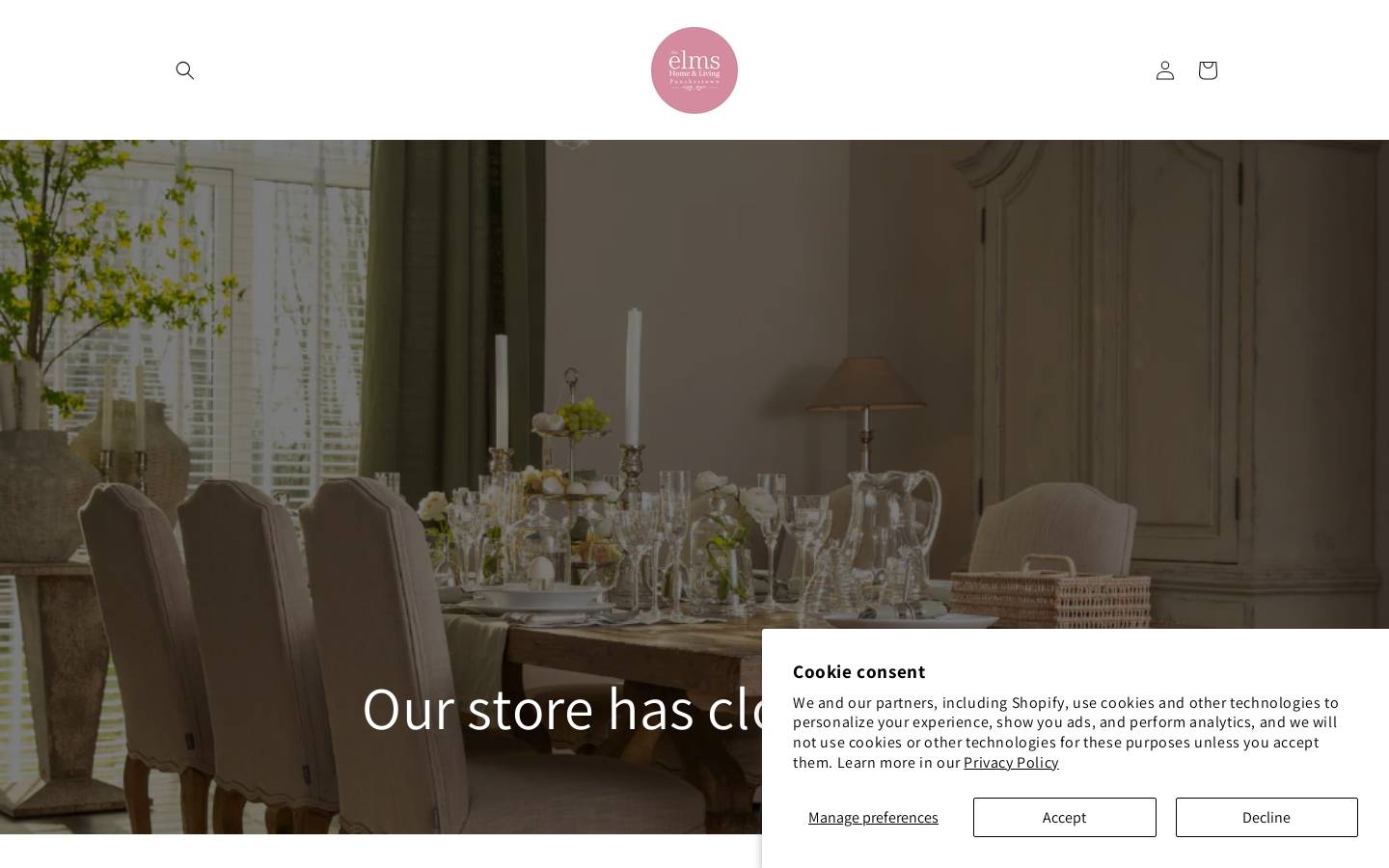 The Elms Home & Living homepage screenshot