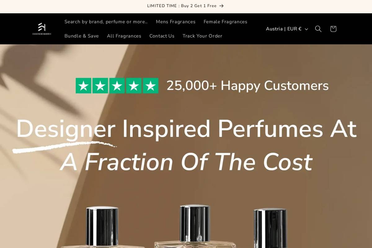 The Essence Haven homepage screenshot